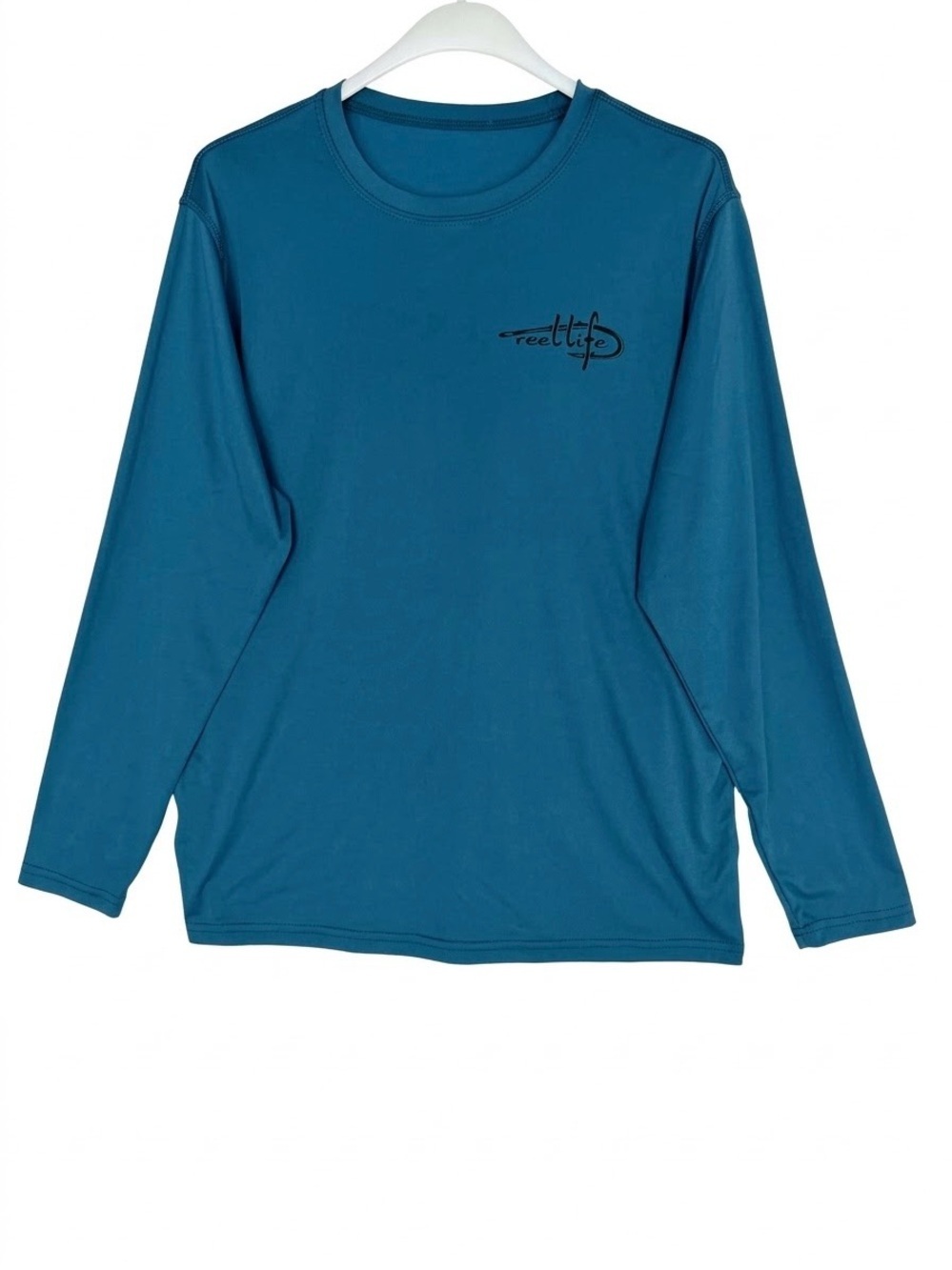 Reel Life Mens Blue Performance Fishing Long Sleeve Shirt USA Flag Graphic UPF